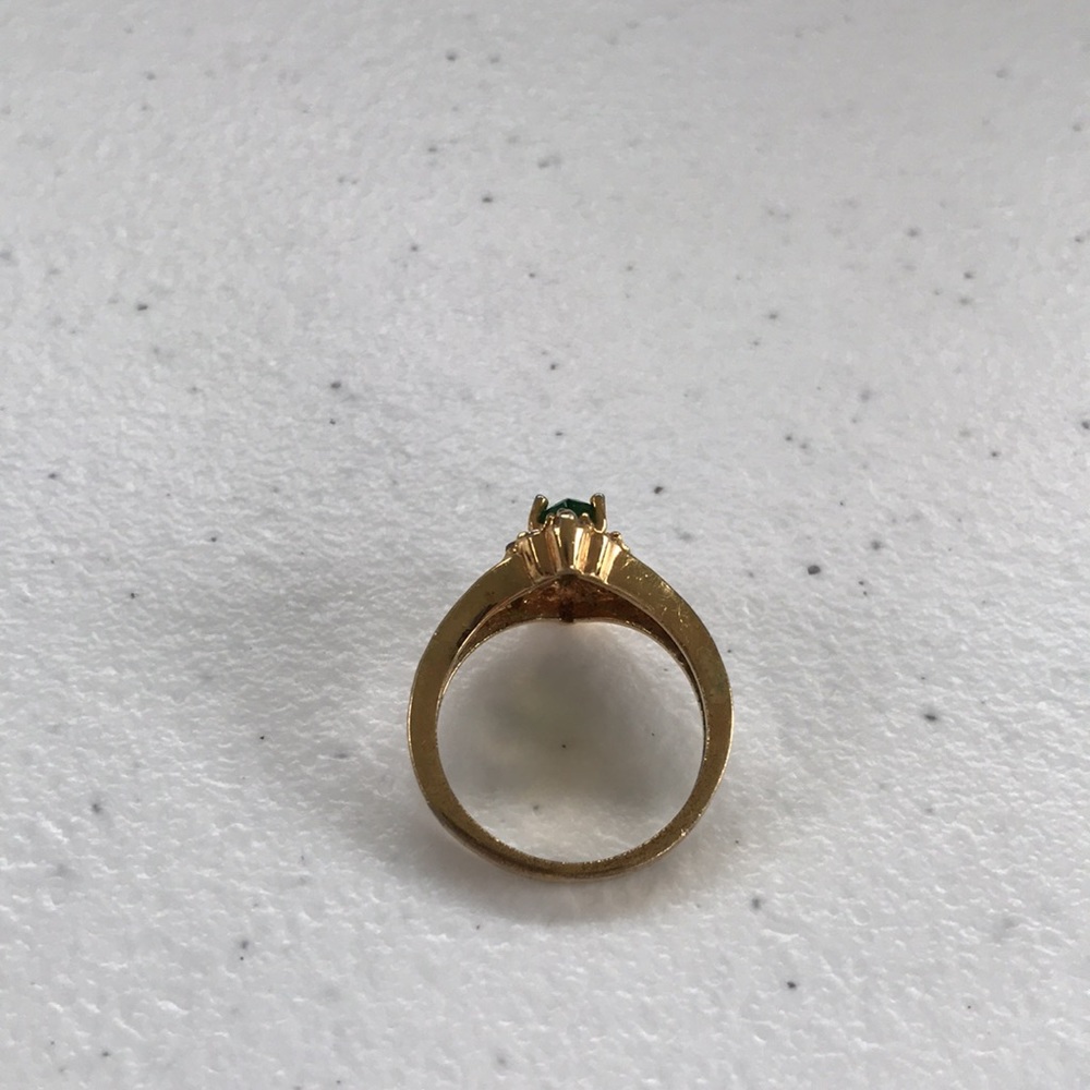 Vintage Emerald Stone with Accents 10K Gold Plated Ring - Picture 10 of 12